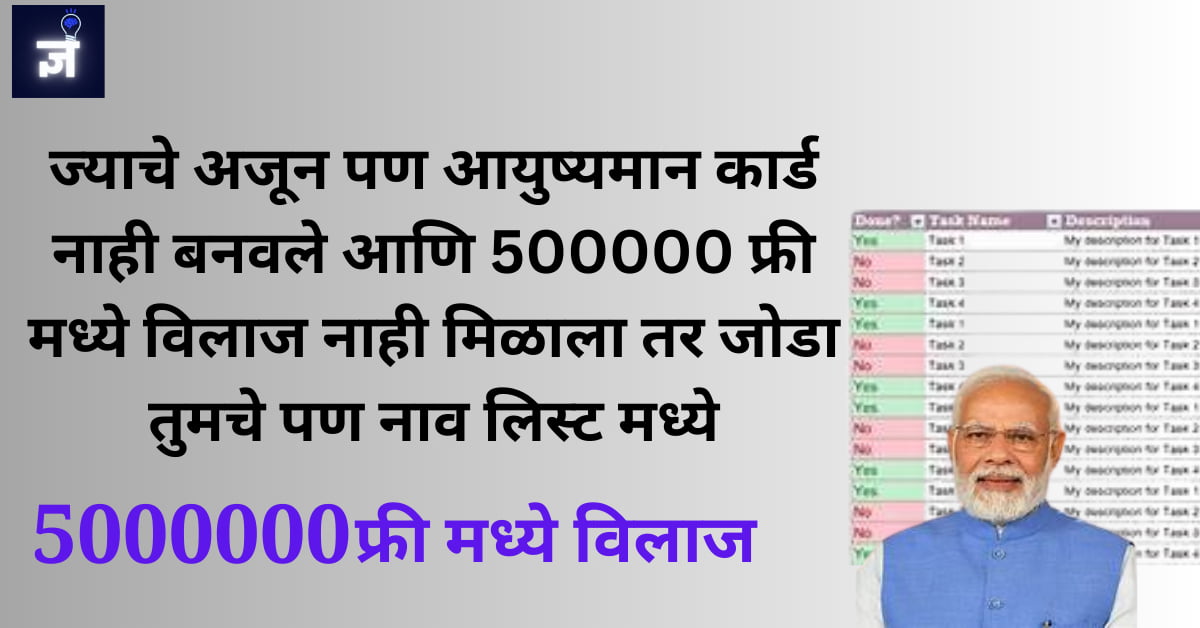 ज्याचे अजून पण आयुष्यमान कार्ड नाही बनवले आणि 500000 फ्री मध्ये विलाज नाही मिळाला तर जोडा तुमचे पण नाव लिस्ट मध्ये